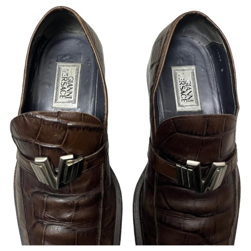 Gianni VERSACE Vintage 90s Luxury Designer Loafers Leather Dress Shoes - Picture 4 of 7